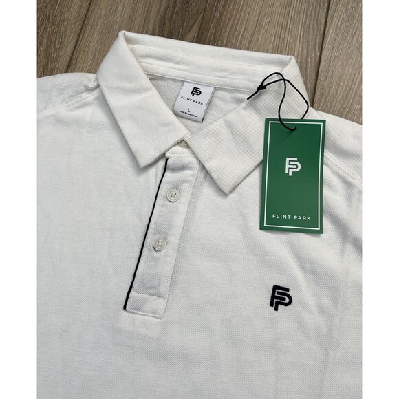 Flint Park White Short Sleeve Match Polo Mens Large NWT Golf/Tennis/Pickleball - Picture 3 of 10